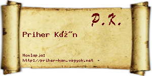 Priher Kán névjegykártya